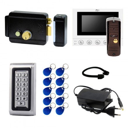 Комплект СКУД с видеодомофоном Fox 4&quot;, электромеханическим замком и кодонаборной панелью