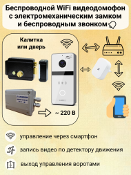 Беспроводной WiFi IP домофон с замком на калитку Fox FX-ICP334RB