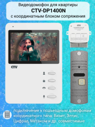 Комплект видеодомофона CTV-DP1400N с координатным блоком сопряжения