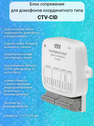Комплект видеодомофона CTV-DP3702 Gamma с координатным блоком сопряжения