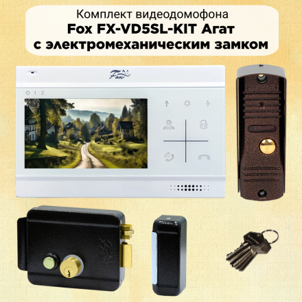 Комплект видеодомофона Fox 4.3&quot; для дома с электромеханическим замком на калитку v3