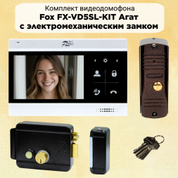 Комплект видеодомофона Fox 4.3&quot; для дома с электромеханическим замком на калитку v3