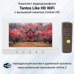 Комплект видеодомофона Tantos Like HD WiFi с панелью Corban HD