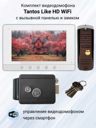 Комплект видеодомофона Tantos Like WiFi с замком G на калитку