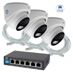 Комплект из 3 купольных камер IP-видеонаблюдения 2 Мп для ПВЗ / PoE / IPEYE