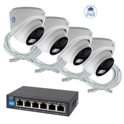 Комплект из 4 купольных камер IP-видеонаблюдения 2 Мп для ПВЗ / PoE / IPEYE