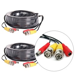 Готовый кабель для подключения 2 видеокамер с разъемами BNC и DC, длина 18 м