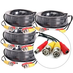 Готовый кабель для подключения 4 видеокамер с разъемами BNC и DC, длина 18 м