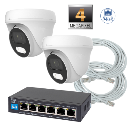 Комплект из 2 купольных камер IP-видеонаблюдения 4 Мп для ПВЗ / PoE / IPEYE