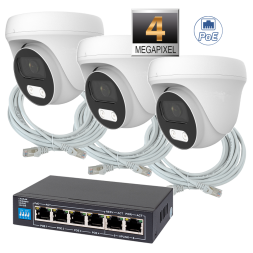 Комплект из 3 купольных камер IP-видеонаблюдения 4 Мп для ПВЗ / PoE / IPEYE