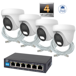 Комплект из 4 купольных камер IP-видеонаблюдения 4 Мп для ПВЗ / PoE / IPEYE