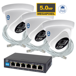Комплект из 3 купольных камер IP-видеонаблюдения 5 Мп для ПВЗ / PoE / IPEYE