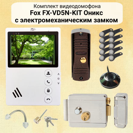 Комплект видеодомофона Fox 4.3&quot; для дома с замком EL и ключами TM / на калитку