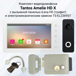 Комплект видеодомофона Tantos Amelie HD X с электромеханическим замком
