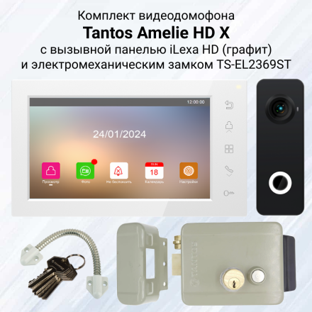 Комплект видеодомофона Tantos Amelie HD X с электромеханическим замком