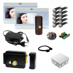 Видеодомофон с двумя мониторами Fox 4.3&quot; (белые), электромеханическим замком и ключами TM для дома на калитку / готовый комплект