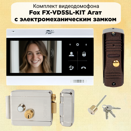 Комплект видеодомофона Fox 4.3&quot; для дома с электромеханическим замком на калитку v3 EL